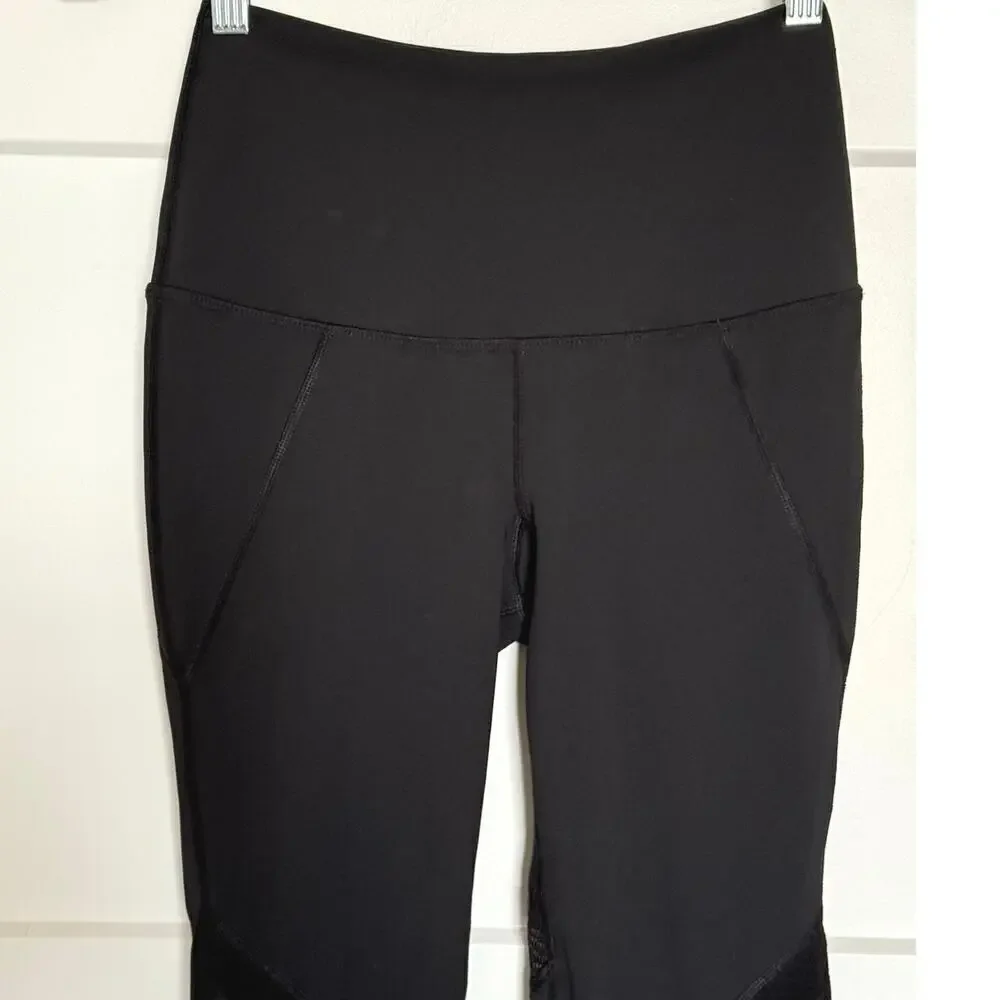 NWOT Splits 59 Women's Black Mesh Mid Rise 7/8 Leggings Pants Size S Solid